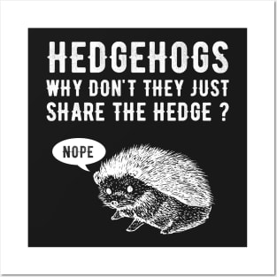 Hedgehogs Why don't they just share the hedge ? Posters and Art